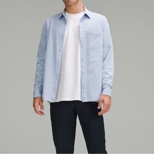 Lululemon Men's Commission Long Sleeve Shirt XXL in Linen Blue MSRP $118 EUC